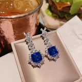 Lab Sapphire 925 Silver Sugar Tower Gemstone Ladies Wedding Jewelry Sets