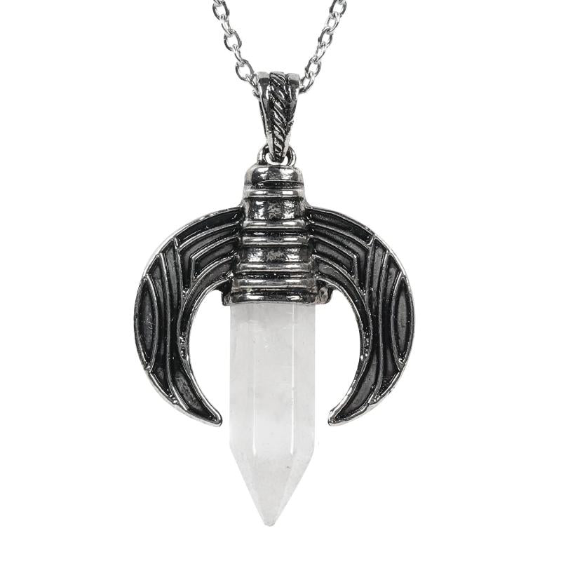 Crystal Quartz Amethyst Ox Horn Column Pendants Charms Healing Necklaces