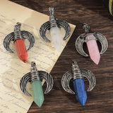 Crystal Quartz Amethyst Ox Horn Column Pendants Charms Healing Necklaces
