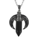 Crystal Quartz Amethyst Ox Horn Column Pendants Charms Healing Necklaces