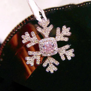 Sterling Silver Snowflake Pendant Necklace Pink Gemstone Earrings