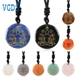 Chakra Stones Pendant Necklaces Set - Natural Agate Crystal Quartz Lapis Lazuli