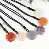 Chakra Stones Pendant Necklaces Set - Natural Agate Crystal Quartz Lapis Lazuli