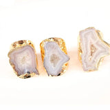 Irregular Geode Stone Ring Purple Crystal Adjustable 1pcs