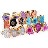 Irregular Geode Stone Ring Purple Crystal Adjustable 1pcs