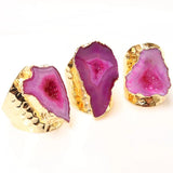 Irregular Geode Stone Ring Purple Crystal Adjustable 1pcs