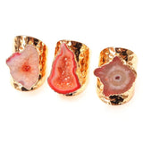 Irregular Geode Stone Ring Purple Crystal Adjustable 1pcs