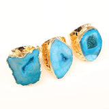 Irregular Geode Stone Ring Purple Crystal Adjustable 1pcs