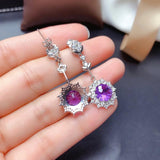 Amethyst Gemstone Wedding Jewelry Set 925 Silver