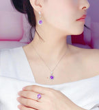 Amethyst Gemstone Wedding Jewelry Set 925 Silver