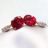 14K Rose Gold Purple Red Gemstone Earrings for Women