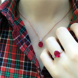 14K Rose Gold Purple Red Gemstone Earrings for Women