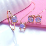 14k Rose Gold Four Prong Purple Gemstone Earrings