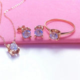 14k Rose Gold Four Prong Purple Gemstone Earrings