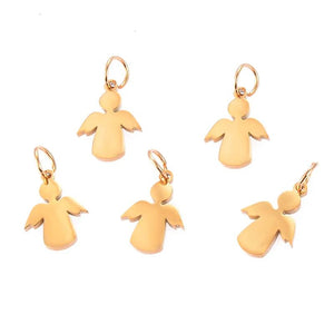 5Pcs Angel Charms Stainless Steel DIY Necklace KeyChain Xmas