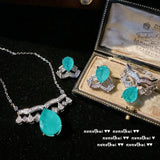 Geometric Paraiba Tourmaline 925 Silver Bridal Jewelry Sets