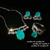 Geometric Paraiba Tourmaline 925 Silver Bridal Jewelry Sets