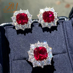 Red Gemstone Bridal Jewelry Set For Women