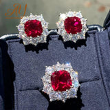 Red Gemstone Bridal Jewelry Set For Women