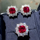 Red Gemstone Bridal Jewelry Set For Women