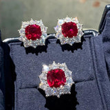 Red Gemstone Bridal Jewelry Set For Women