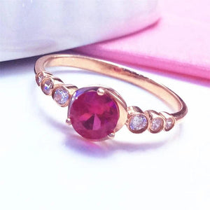 14K Rose Gold Ruby Jewelry Set: Earrings, Necklace, Ring