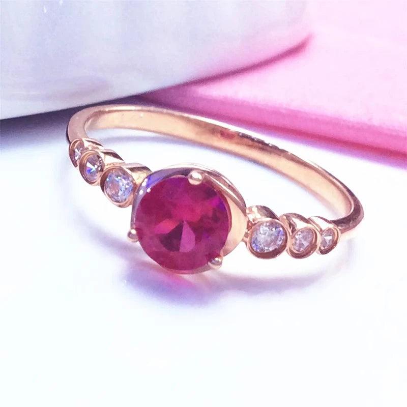 14K Rose Gold Ruby Jewelry Set: Earrings, Necklace, Ring