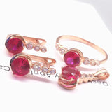 14K Rose Gold Ruby Jewelry Set: Earrings, Necklace, Ring