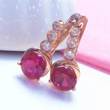 14K Rose Gold Ruby Jewelry Set: Earrings, Necklace, Ring