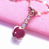 14K Rose Gold Ruby Jewelry Set: Earrings, Necklace, Ring