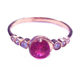 14K Rose Gold Ruby Jewelry Set: Earrings, Necklace, Ring
