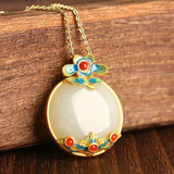 Chinese Hetian Jade Drop Earrings Retro National Silver Jewelry