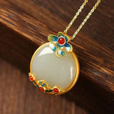Chinese Hetian Jade Drop Earrings Retro National Silver Jewelry