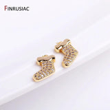 14K Plated Christmas Socks Charms Zircon Earrings Pendants