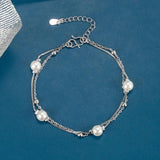 WANZHOU Silver Double Layer Pearl Bracelet Ladies Gift