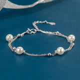 WANZHOU Silver Double Layer Pearl Bracelet Ladies Gift