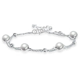WANZHOU Silver Double Layer Pearl Bracelet Ladies Gift
