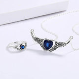 925 Silver Punk Gemstone Heart-Shaped Jewelry Sets for Women
