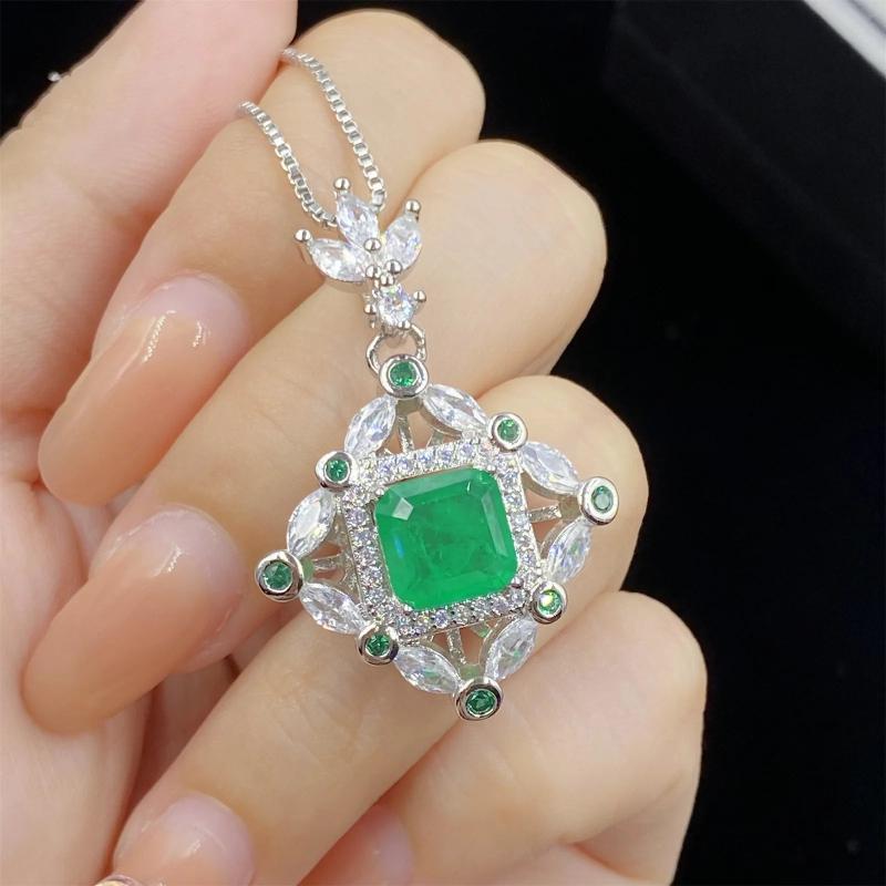 Sterling Silver Tourmaline Emerald Jewelry Set for Women