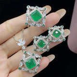 Sterling Silver Tourmaline Emerald Jewelry Set for Women