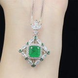 Sterling Silver Tourmaline Emerald Jewelry Set for Women