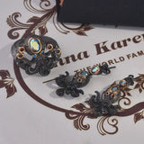 Retro Gemstone Squid Octopus Drop Earrings Ring Set for Women