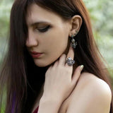 Retro Gemstone Squid Octopus Drop Earrings Ring Set for Women