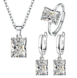 925 Silver Created Moissanite Ruby Jewelry Set