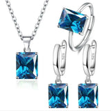 925 Silver Created Moissanite Ruby Jewelry Set