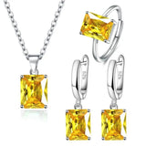 925 Silver Created Moissanite Ruby Jewelry Set