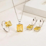 925 Silver Created Moissanite Ruby Jewelry Set