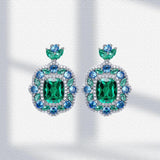 Lab Emerald Jewelry Set S925 Silver Pendant Necklace Ring Earring Gorgeous Weddi