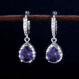 HUAMI Purple Gem Drop Earrings for Women Wedding Gift Zircon Earring