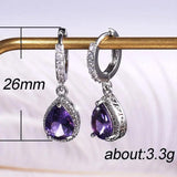 HUAMI Purple Gem Drop Earrings for Women Wedding Gift Zircon Earring